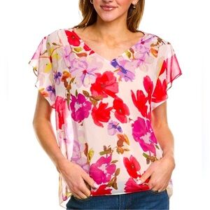 Cabi Floral V-Neck Blouse- NEW!